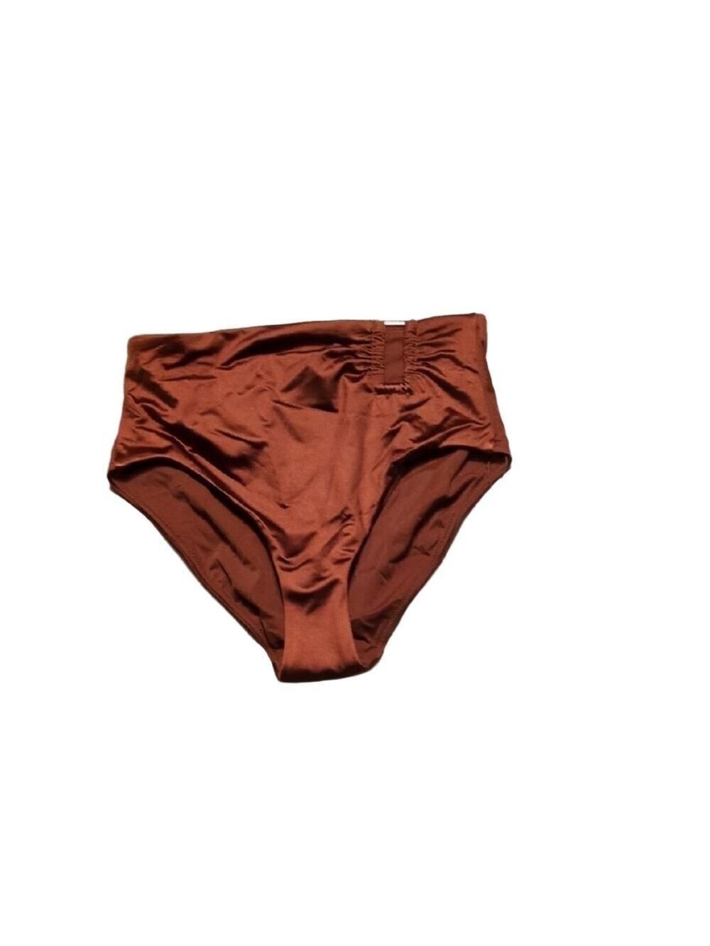 Calia Red Brown Shine Rectangle Trim Asymmetrical Swim Bottoms Size XS